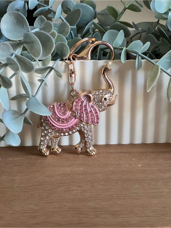 Other - Pink Jeweled Elephant Keychain